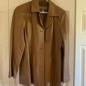Brown leather jacket with polyesters lining size small